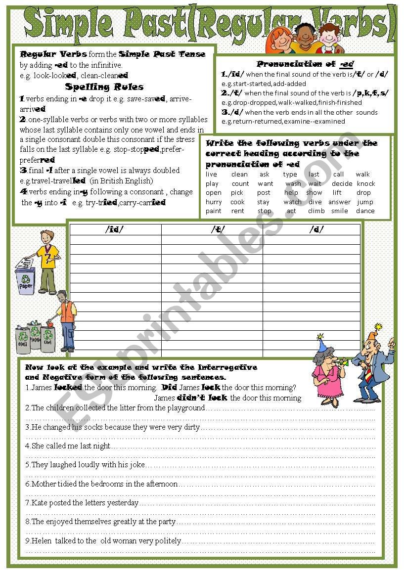 Simple Past(Regular Verbs) worksheet