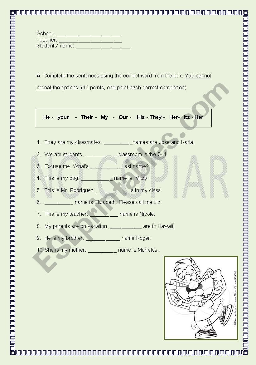 Possessive pronouns, possessive adjectives.