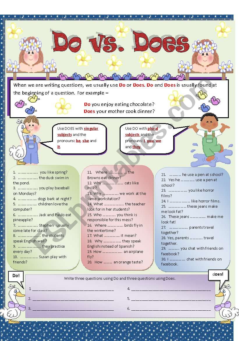 Do vs Does worksheet