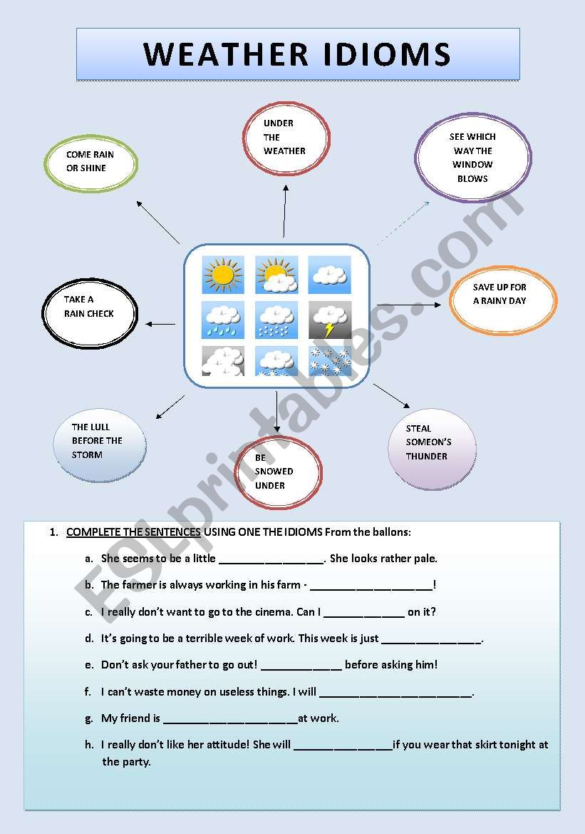 WEATHER IDIOMS worksheet