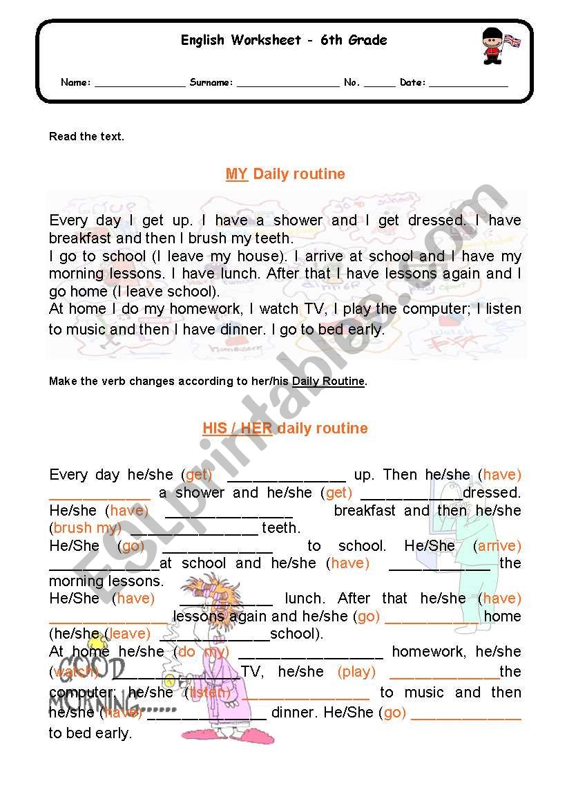 Daily Routine worksheet