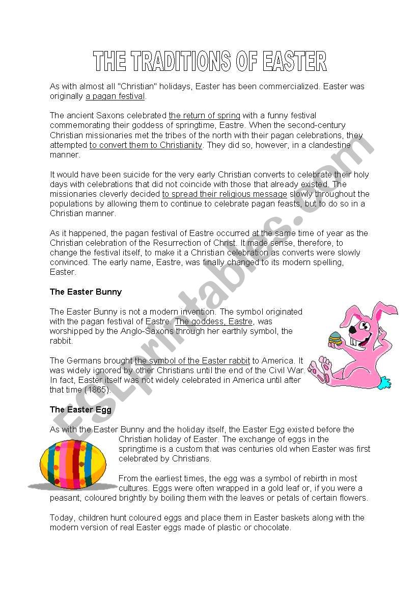 Easter traditions worksheet