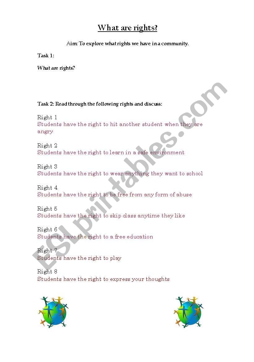What Are Rights? worksheet