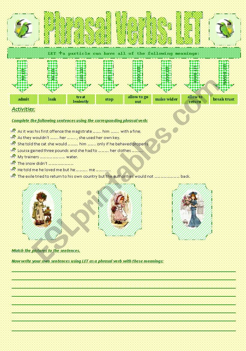 PHRASAL VERBS OF LET worksheet