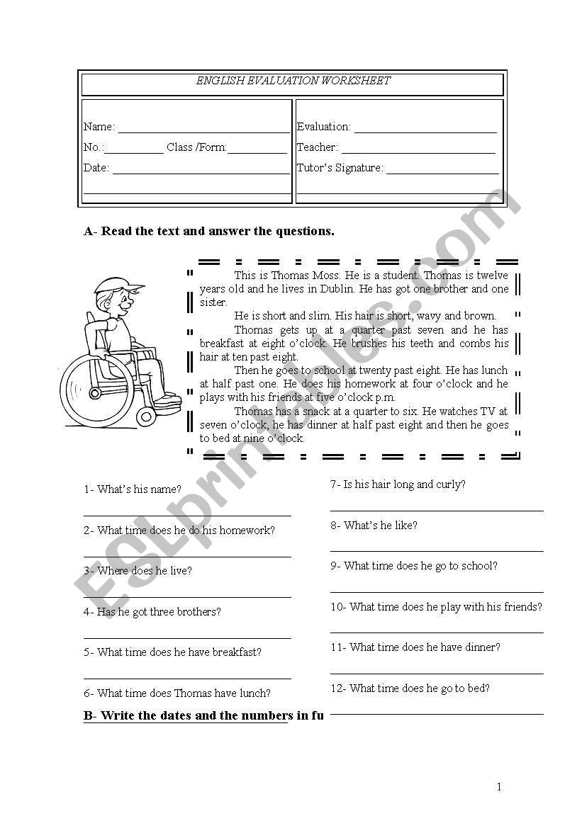 elementary worksheet