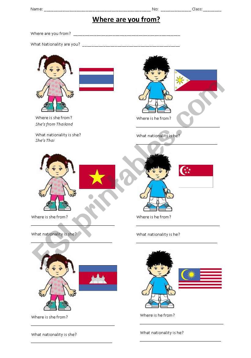 Southeast Asian Nationalities worksheet