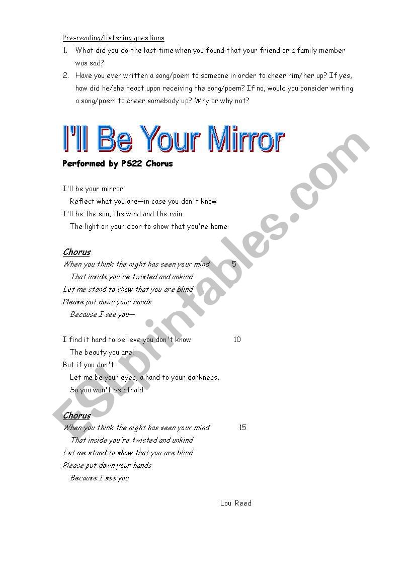 Ill Be Your Mirror worksheet