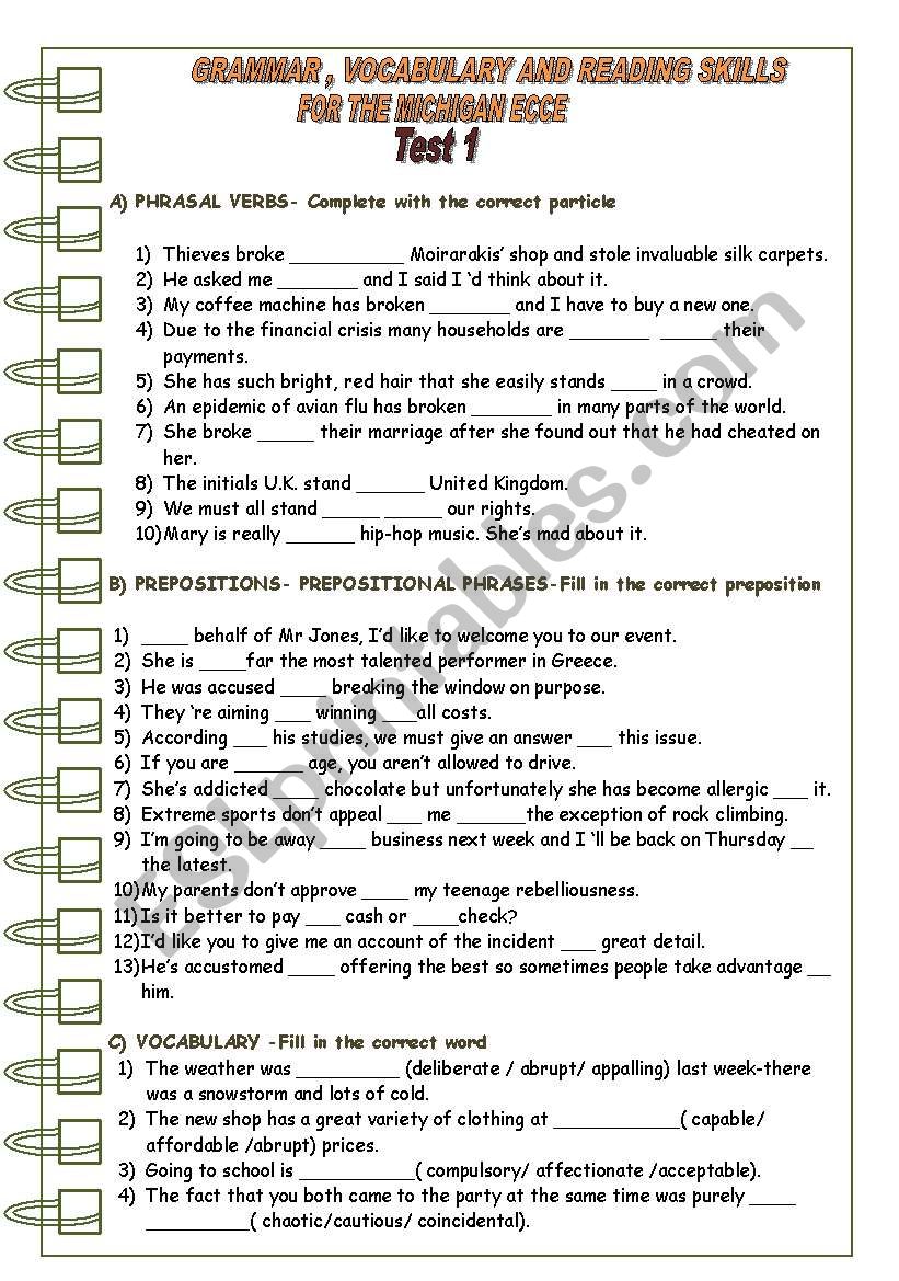 ECCE PRACTICE worksheet