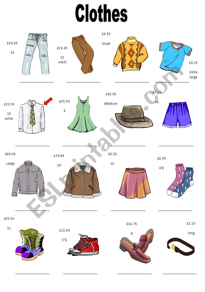 Clothes worksheet