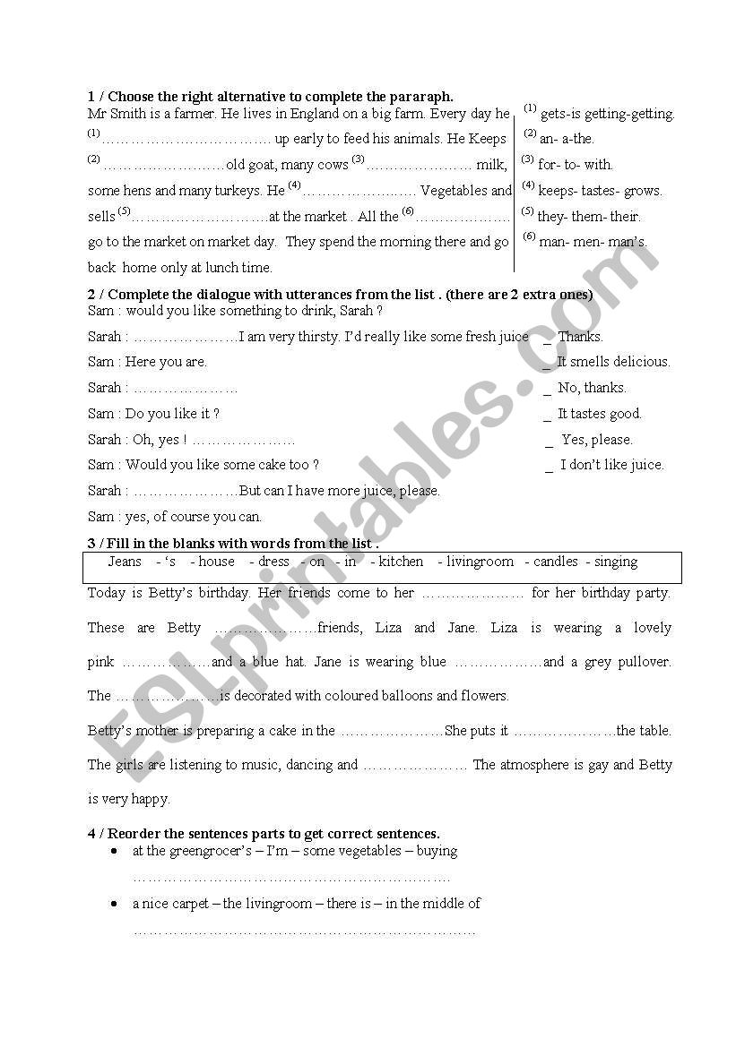 Tunisian English test worksheet