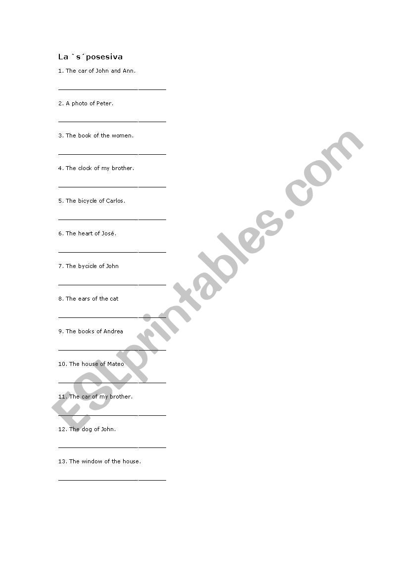 saxon genitive worksheet