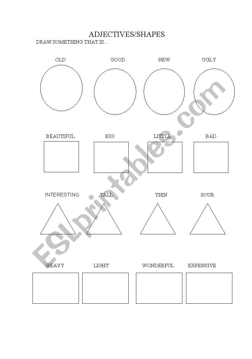 ADJECTIVES AND SHAPES worksheet