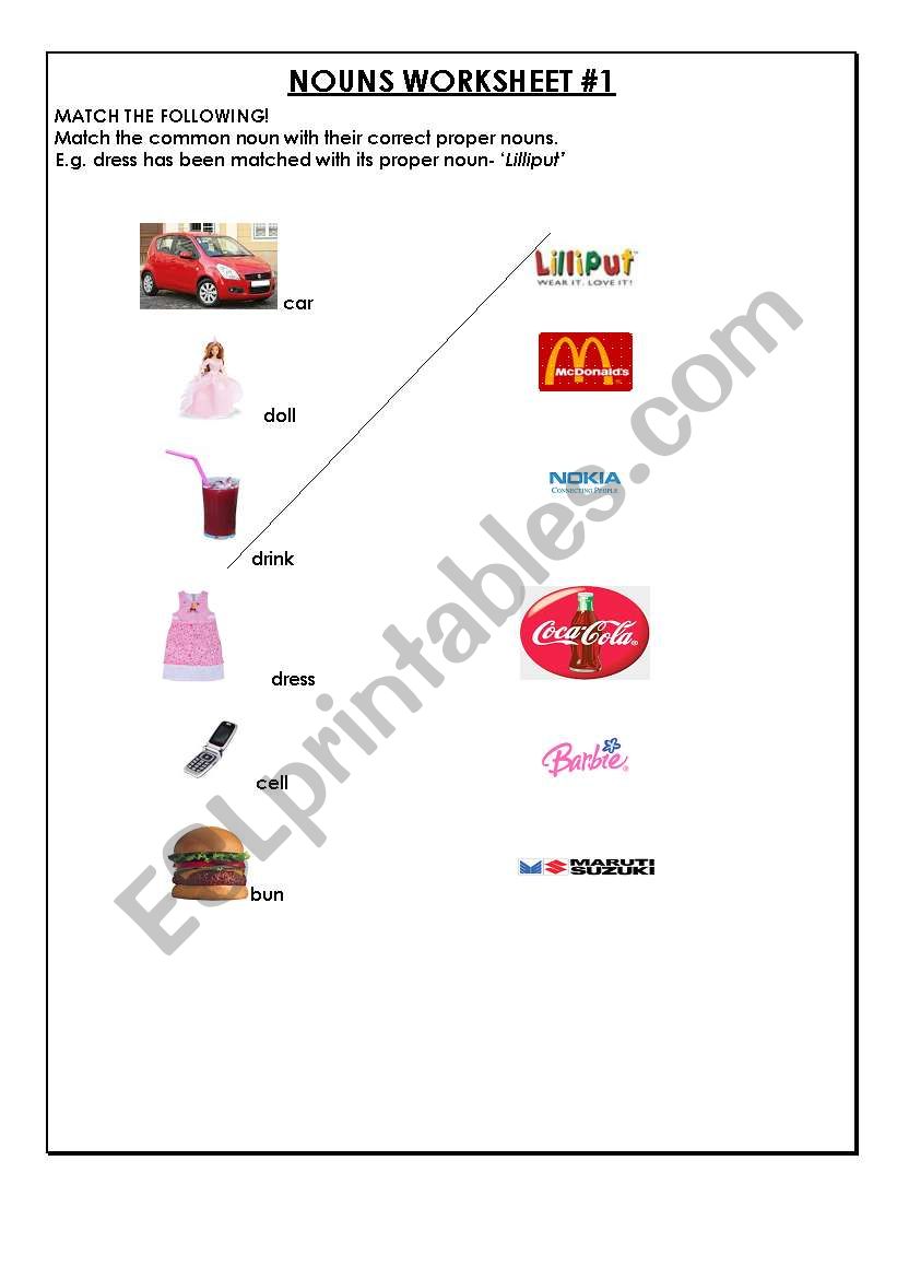 Match the following worksheet