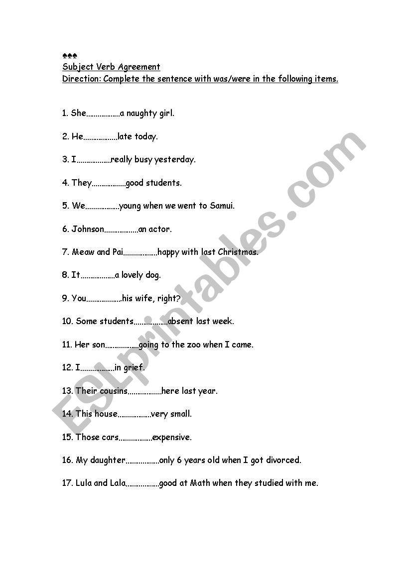agreement worksheet