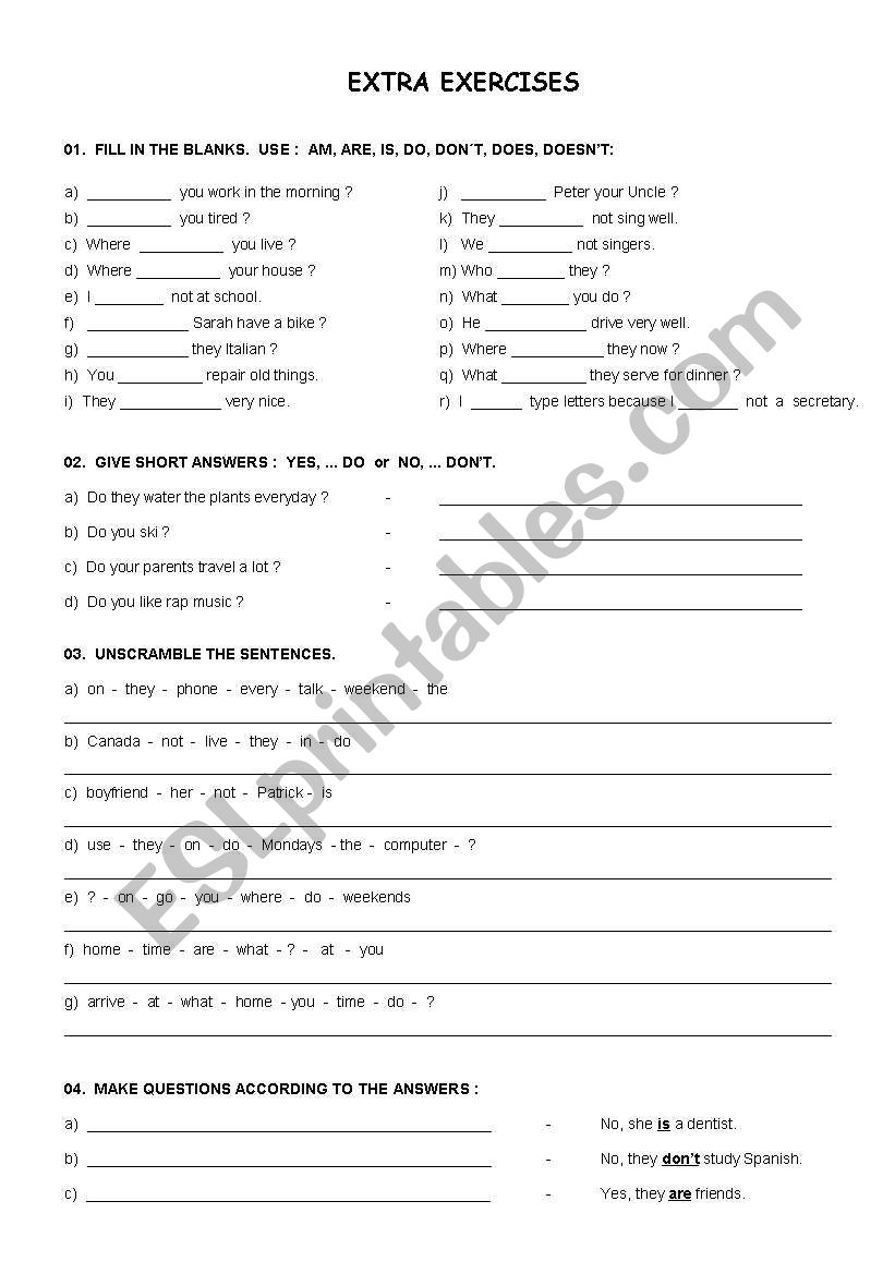 Simple Present worksheet