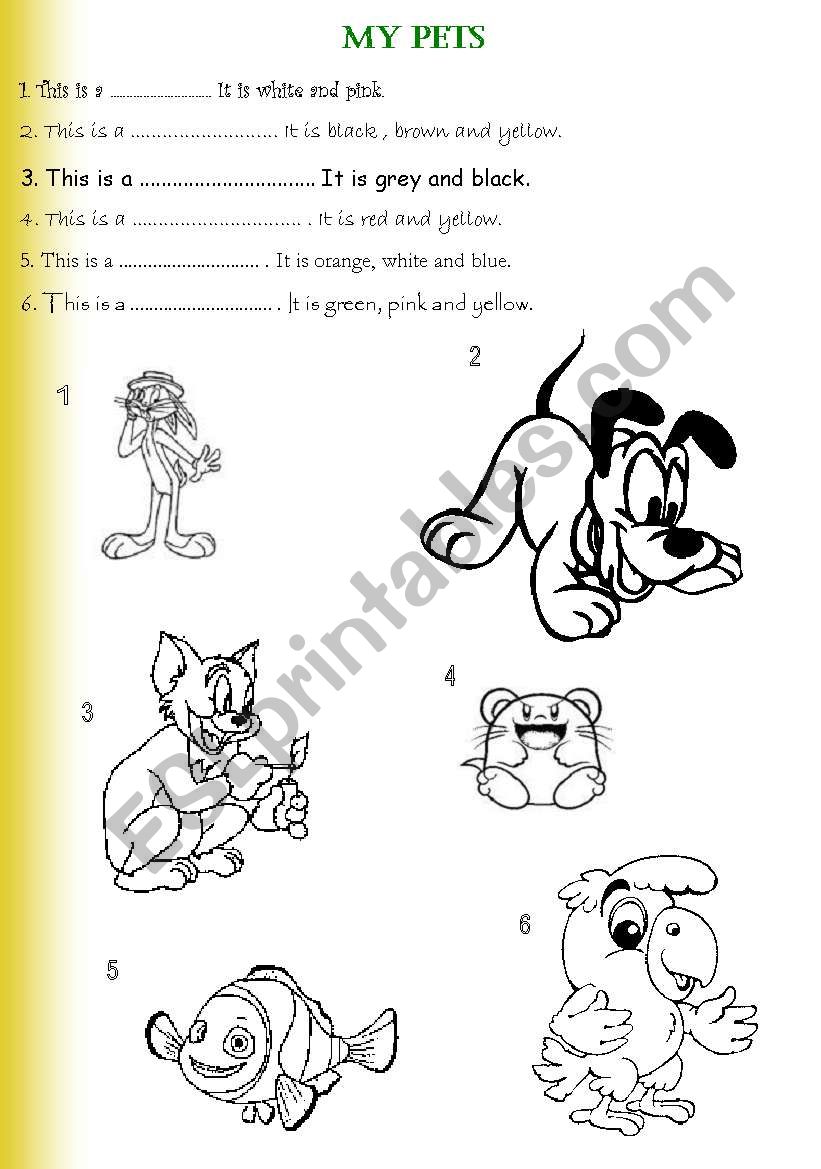 Pets worksheet