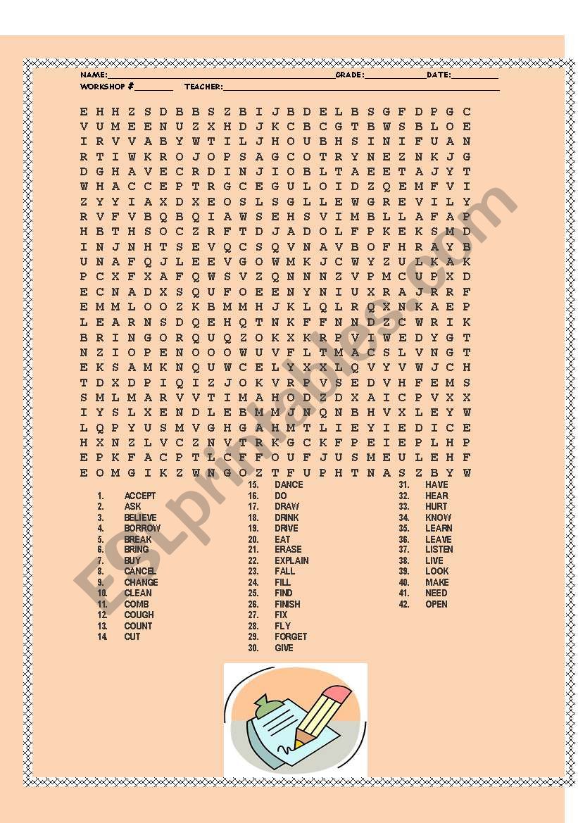 most common english verbs 1 worksheet