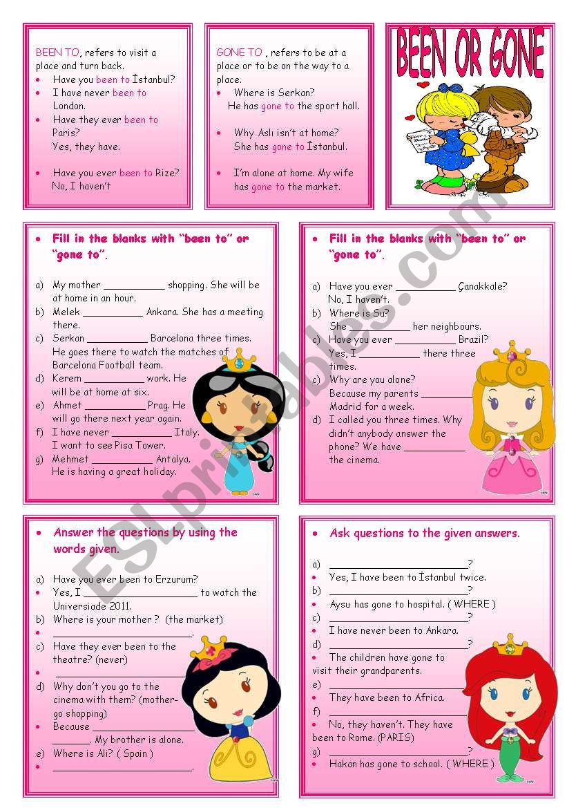 BEEN OR GONE worksheet