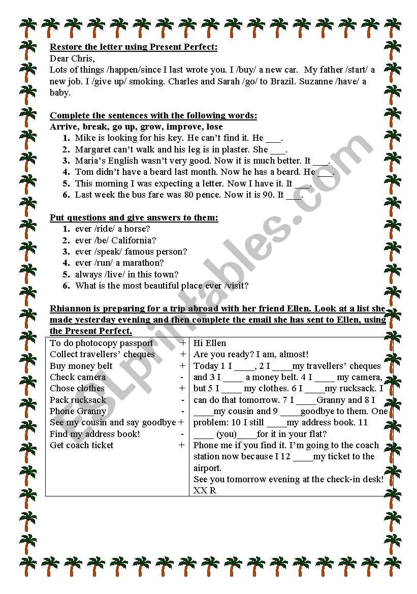 Present Perfect  worksheet