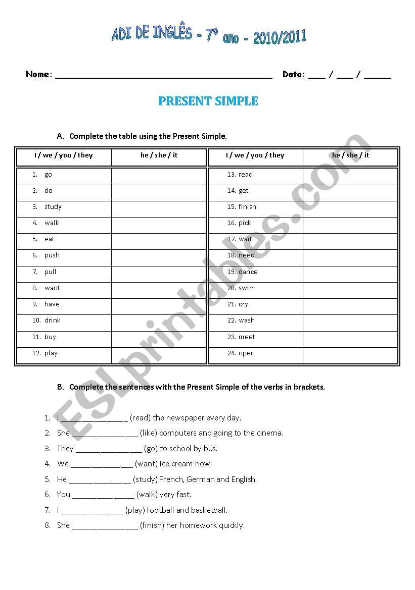 Present Simple worksheet