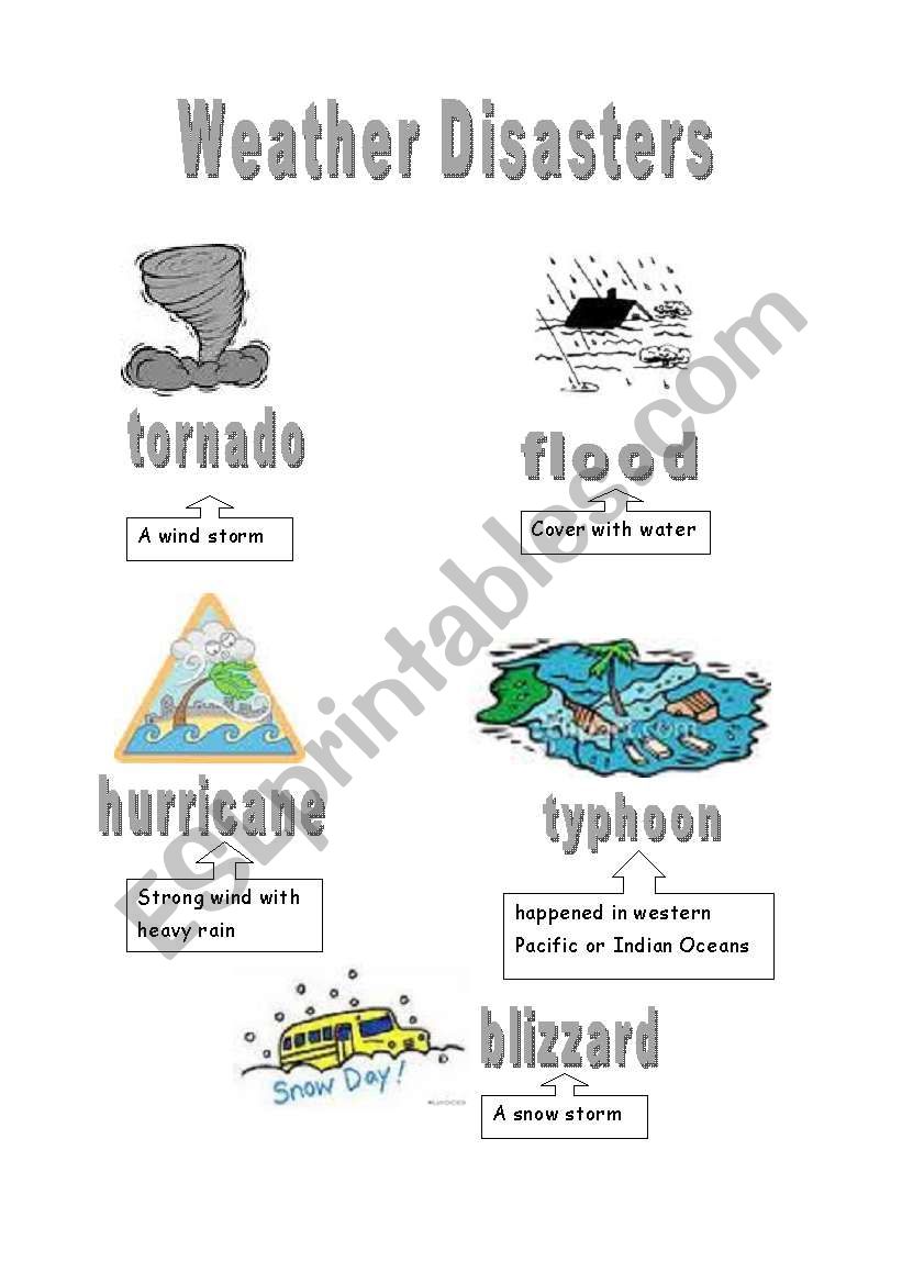 weather disasters worksheet