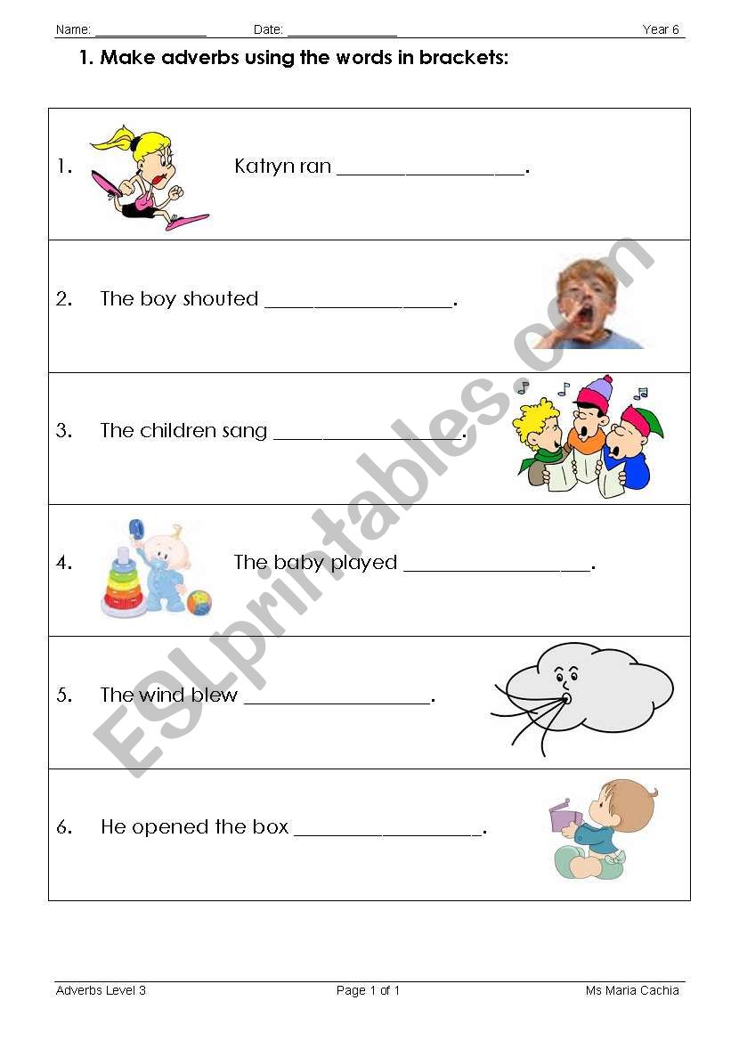 Adverbs worksheet