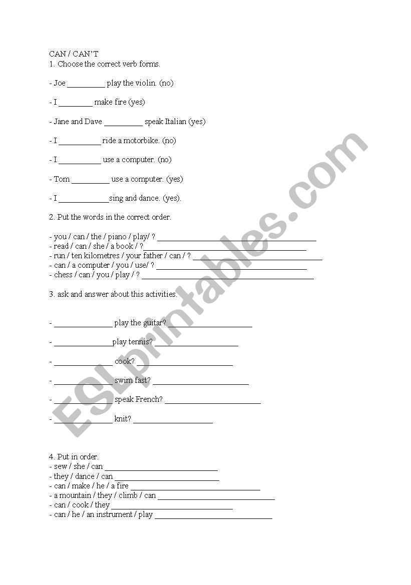 can-cant worksheet