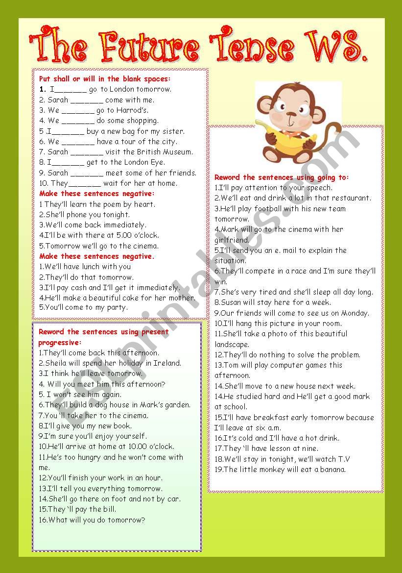 THE FUTURE TENSE WS. worksheet