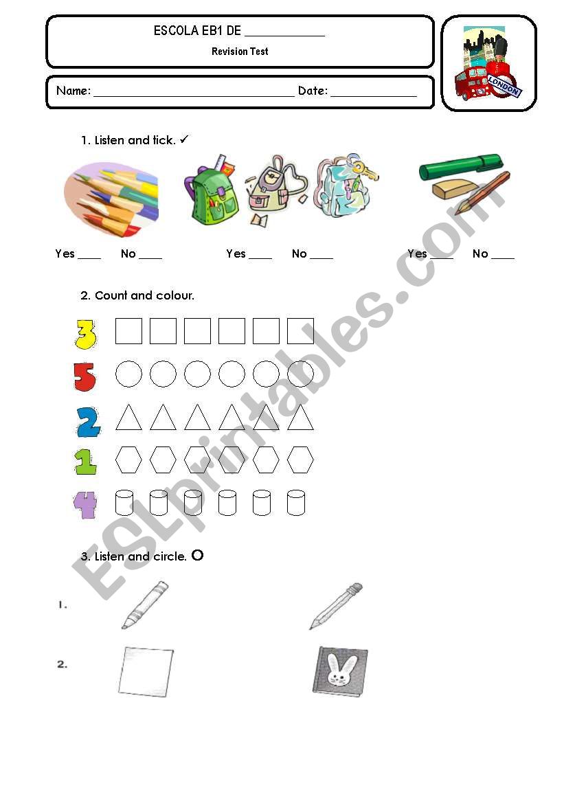 Revisiont Test - part 1  worksheet