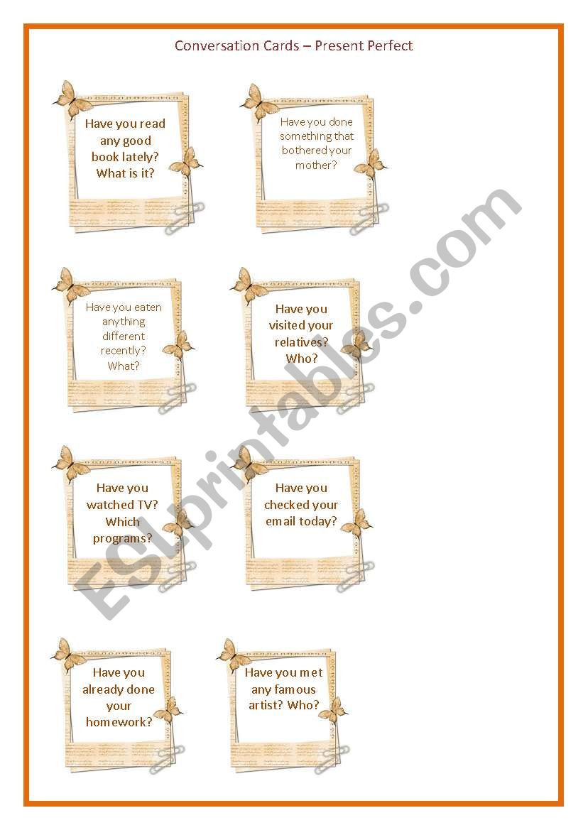 Conversation Cards - Present Perfect