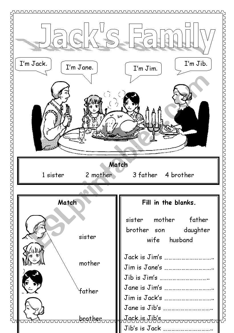 Jacks Family worksheet