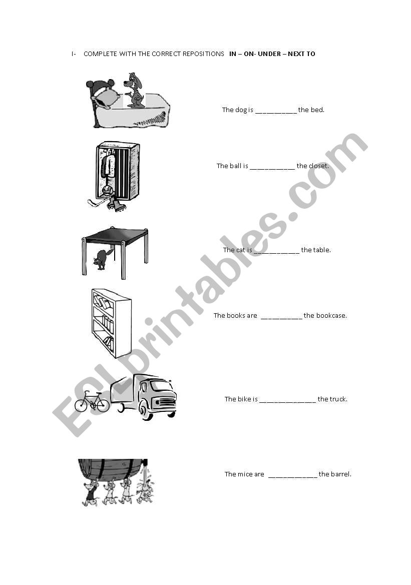 prepositions of place worksheet