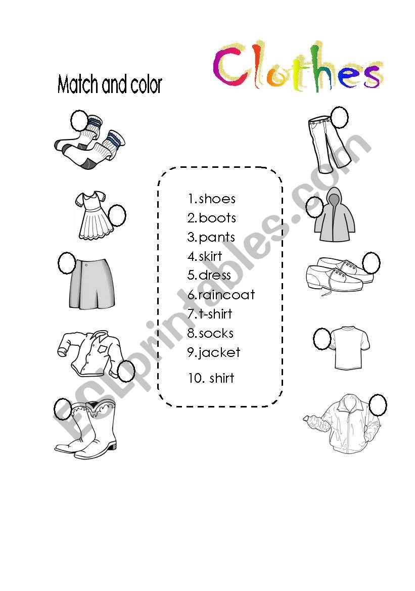 Clothes worksheet