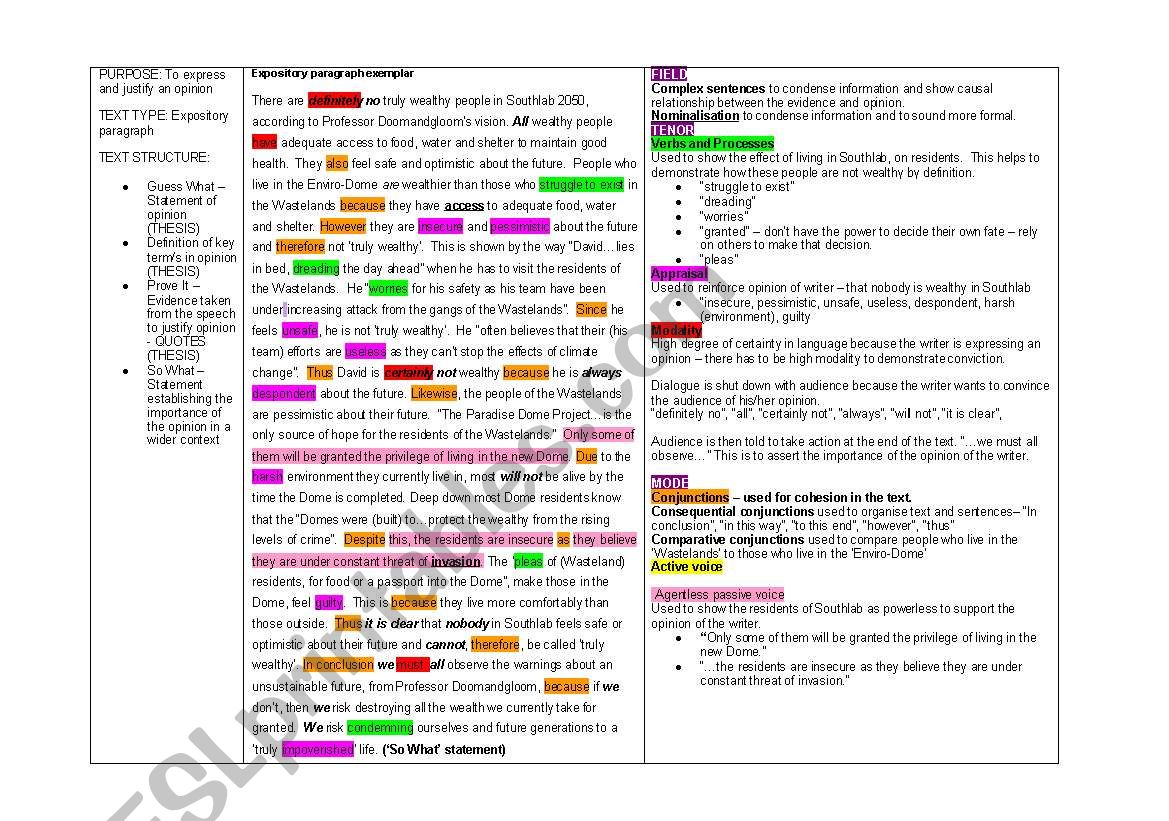 Functional Grammar worksheet