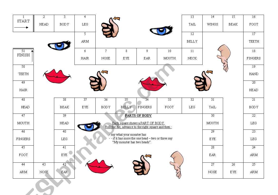 Parts of body worksheet