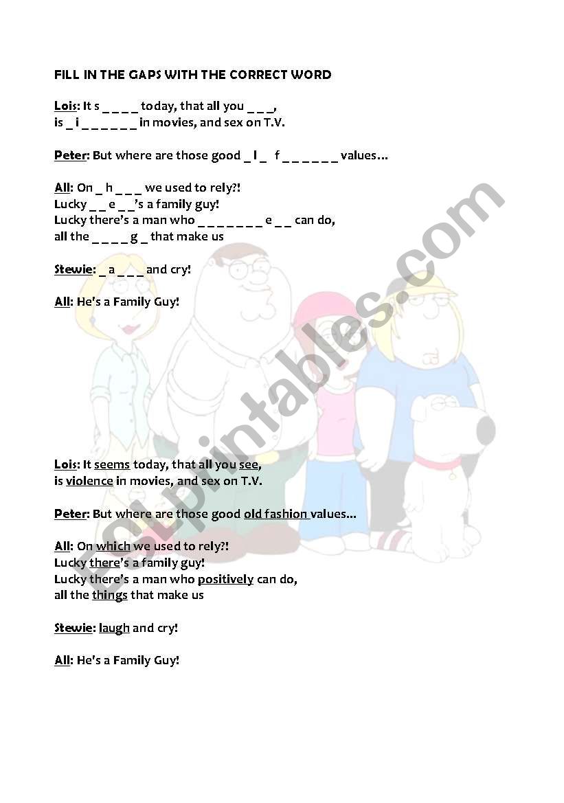 Family guys Theme - Fill in the gaps