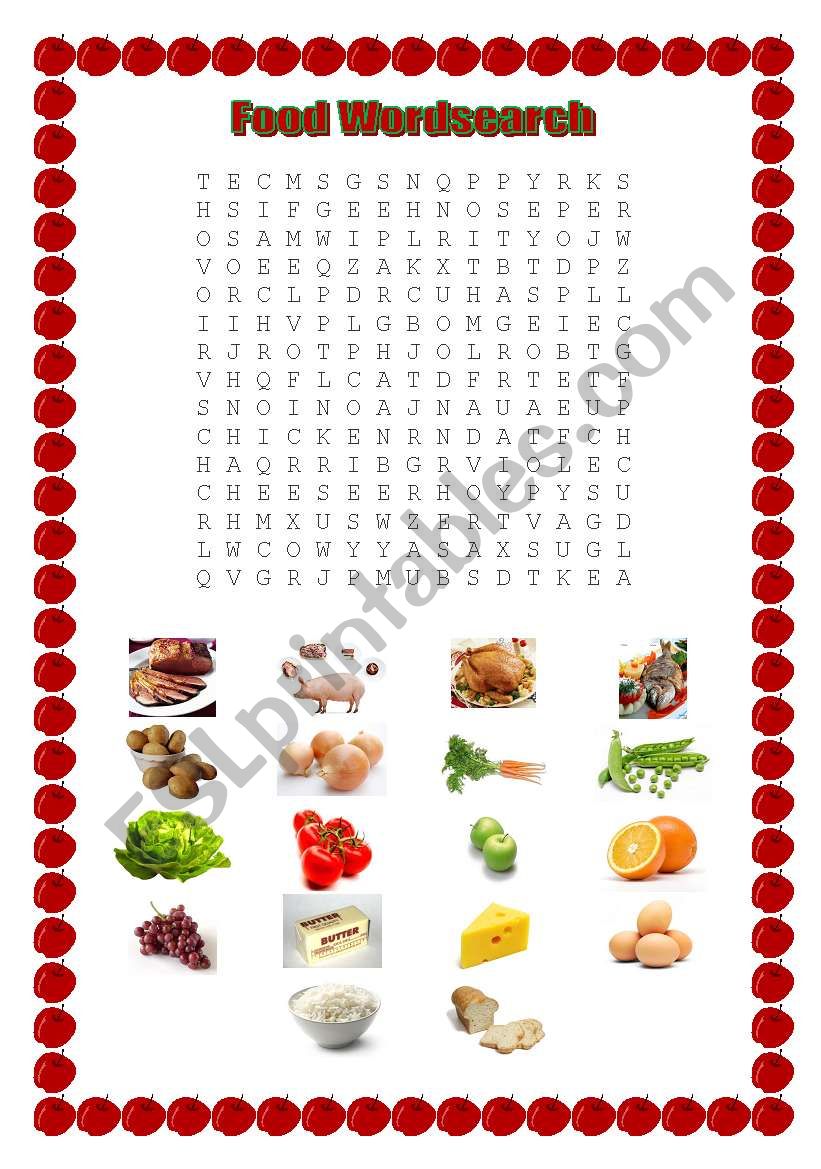 Food Wordsearch worksheet