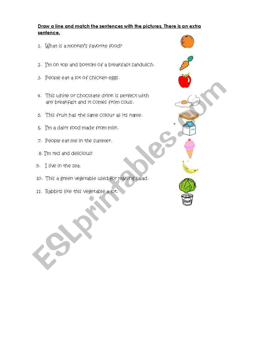 food and animals worksheet