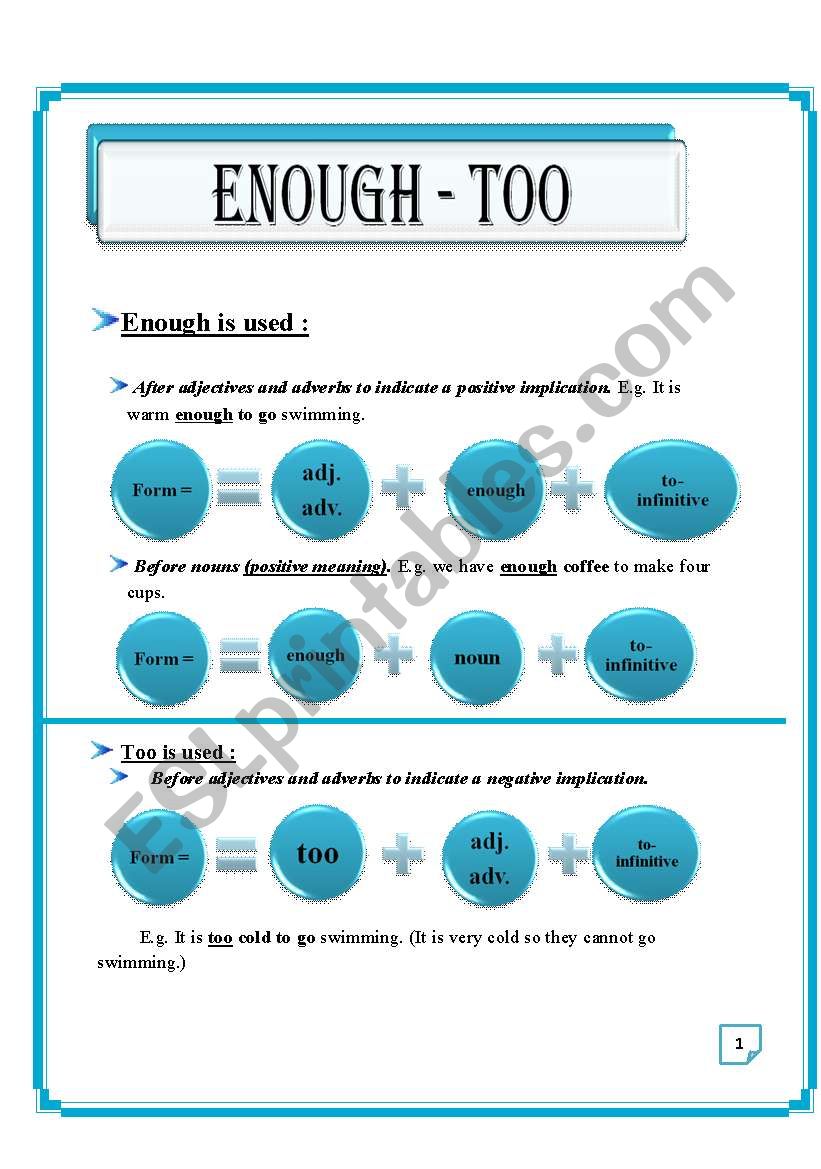 Enough-Too worksheet
