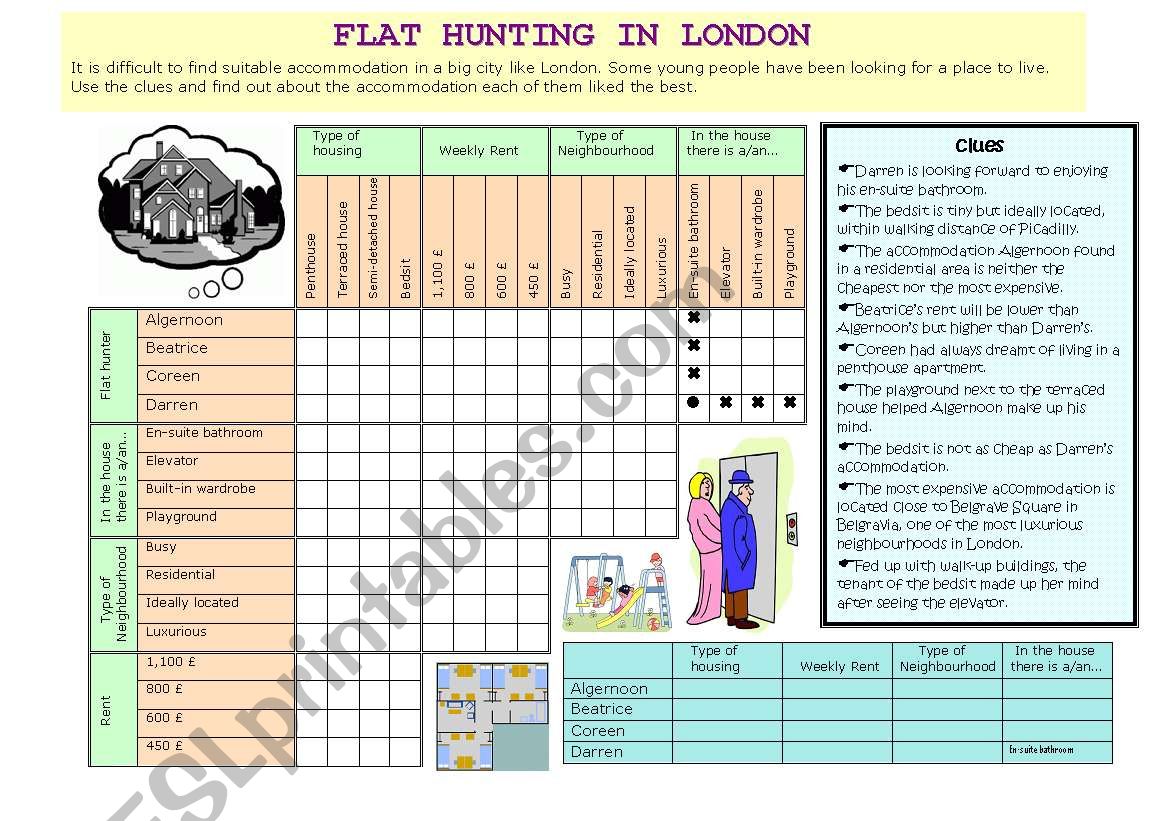 FLAT HUNTING IN LONDON worksheet