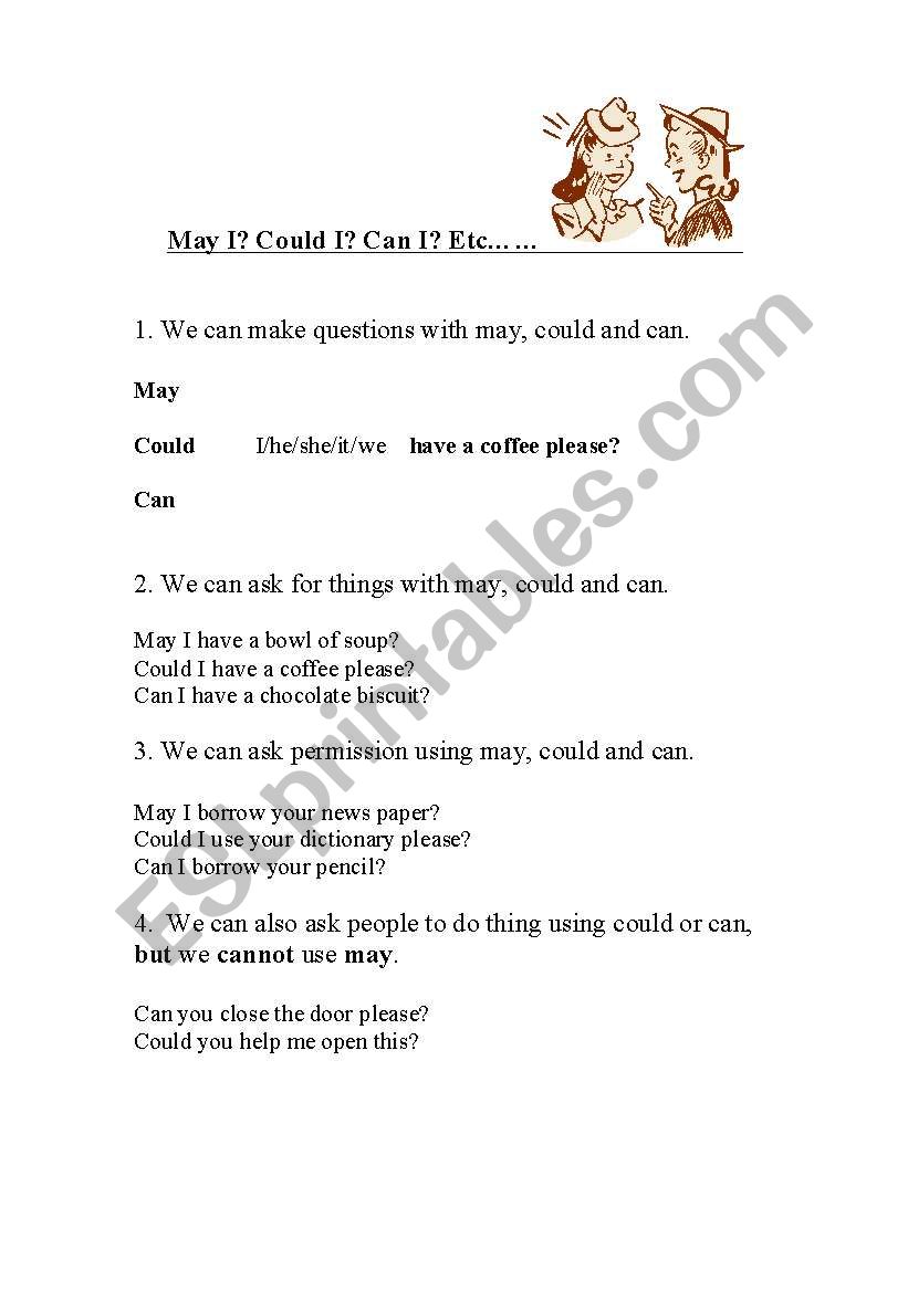 May I? Could I? Can I? worksheet