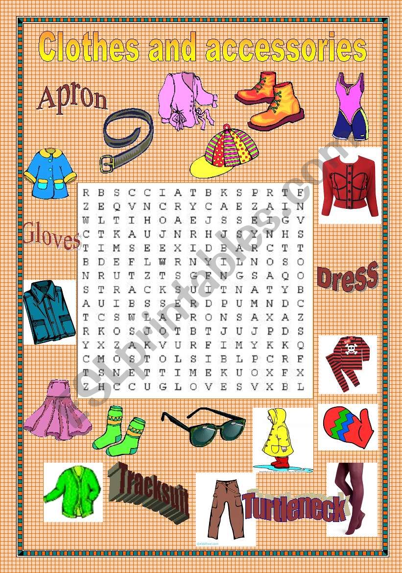 Clothes and accesories worksheet