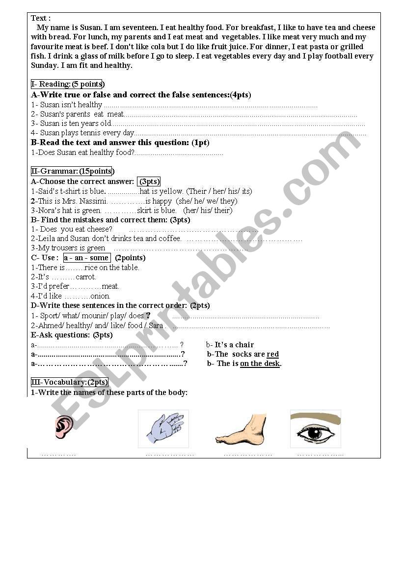 progress test worksheet