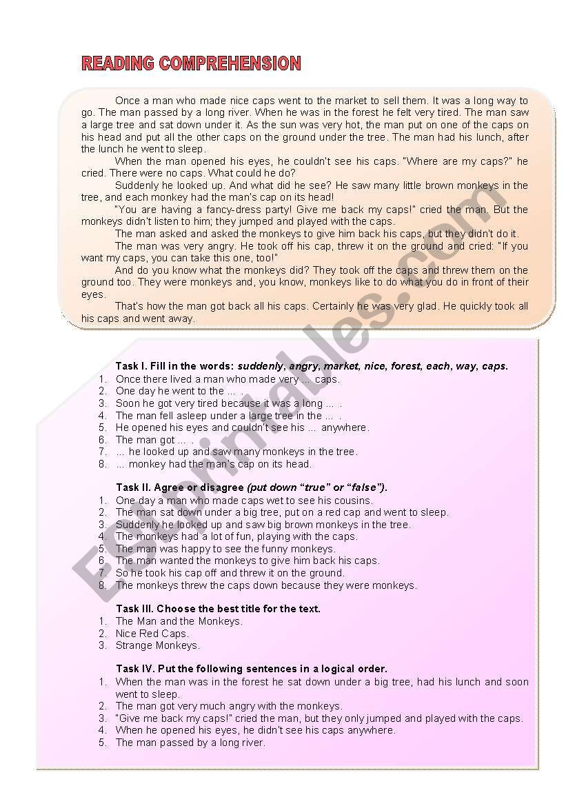 Reading Comprehension Test worksheet