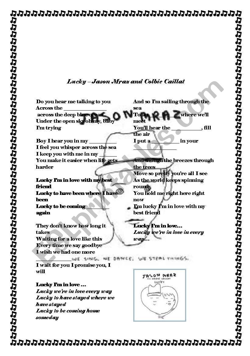 Lucky - Jason Mraz worksheet