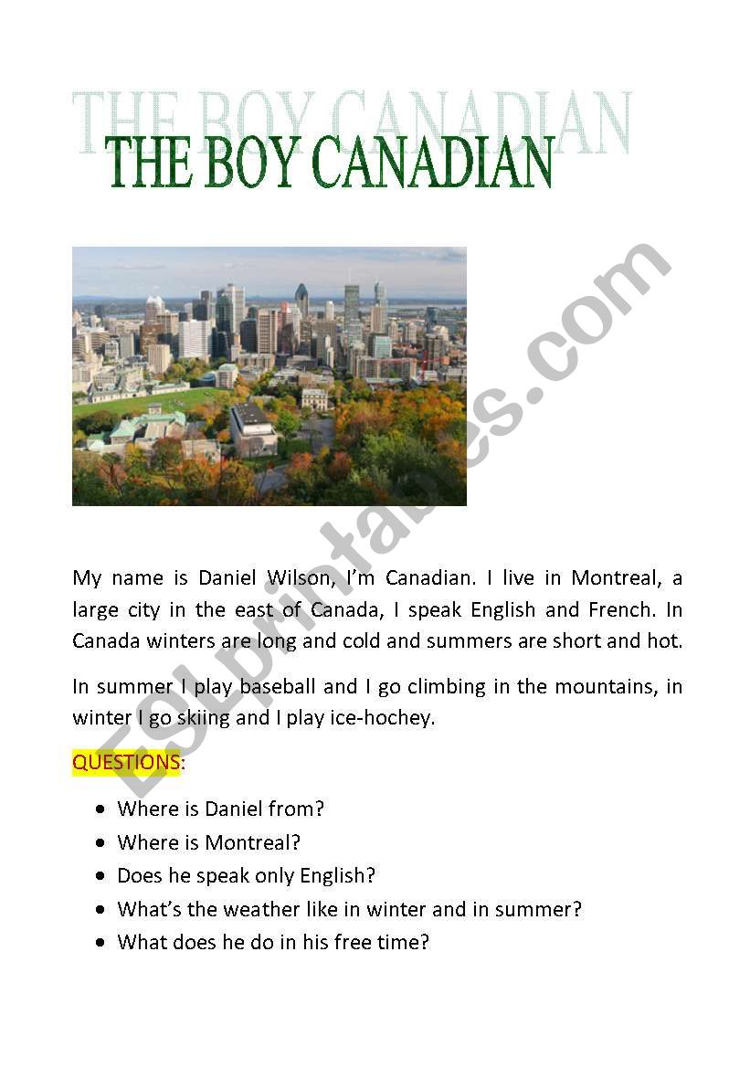 the boy canadian worksheet