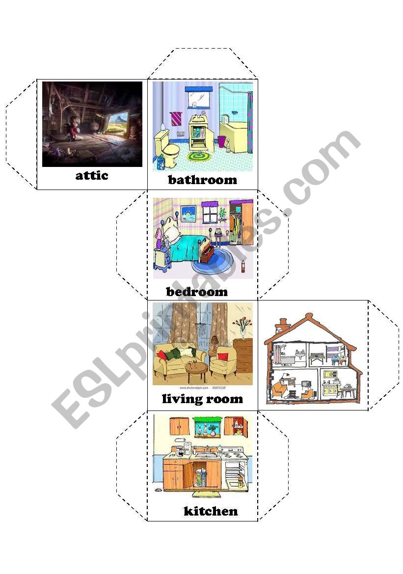 dice- rooms in a house worksheet