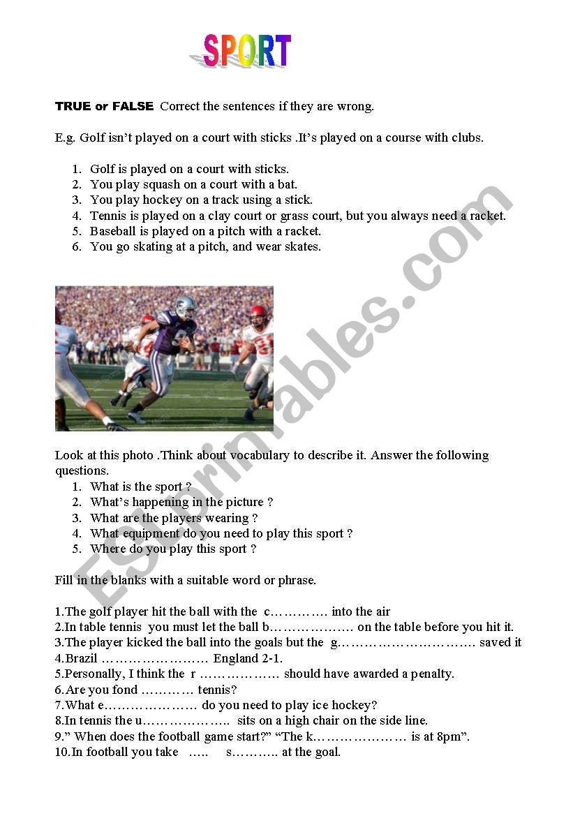 SPORT worksheet