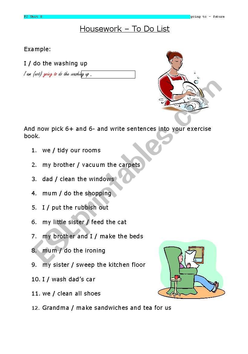 House work - Going to worksheet
