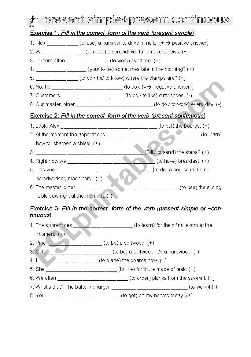 Present tenses worksheet